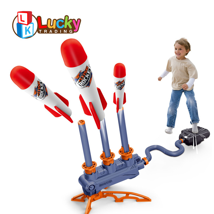 Hot Selling Rockets Adjustable Launch Three Shoots Durable Multiple Toy Rocket Launcher for Kids