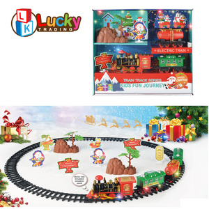 Lucky Toys Railway Toy Electric Car Track Kids Plastic Race Train Set Christmas Tracks Rail Fast Cars Slot Toys