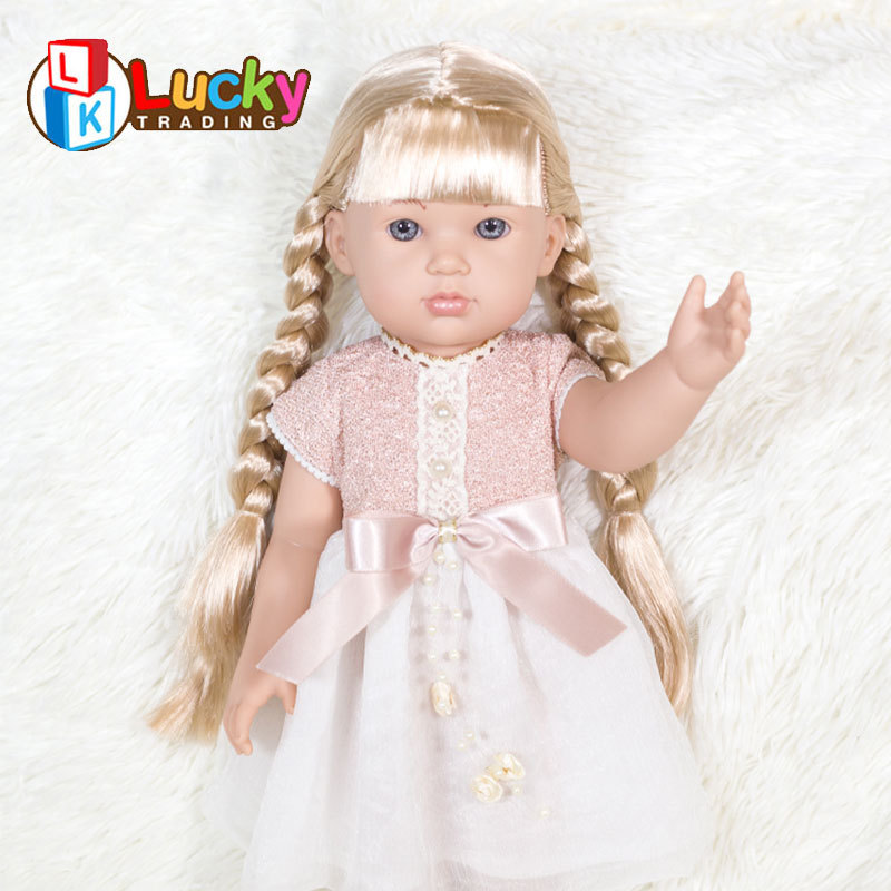 Cute Long Hair Girl Doll Princess Dolls Lifelike Realistic Baby Doll 16 inch Big Reborn Toddler