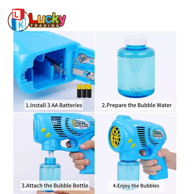 New Arrival Outdoor Toys Bubbles Blaster Blower Battery Operated Bubble Gun with Bottle Solutions for Kids Outdoor Summer Toys