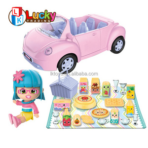 Pink Convertible Doll Vehicle with Working Seat Belts Dolls Toy Car for Dolls Accessories Set Great Gift for Girls