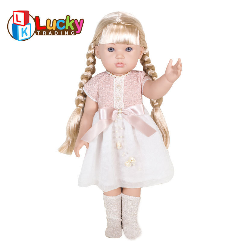 Cute Long Hair Girl Doll Princess Dolls Lifelike Realistic Baby Doll 16 inch Big Reborn Toddler