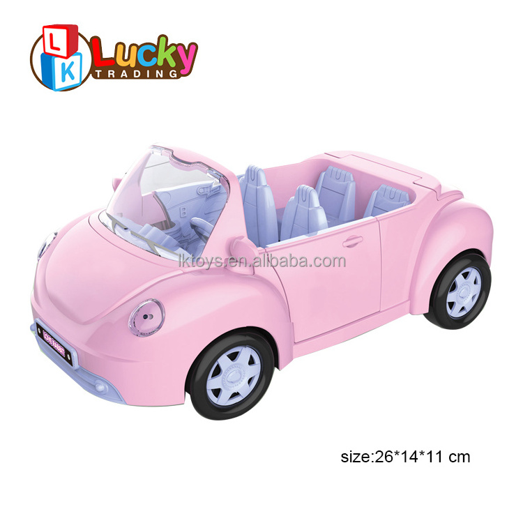 Pink Convertible Doll Vehicle with Working Seat Belts Dolls Toy Car for Dolls Accessories Set Great Gift for Girls