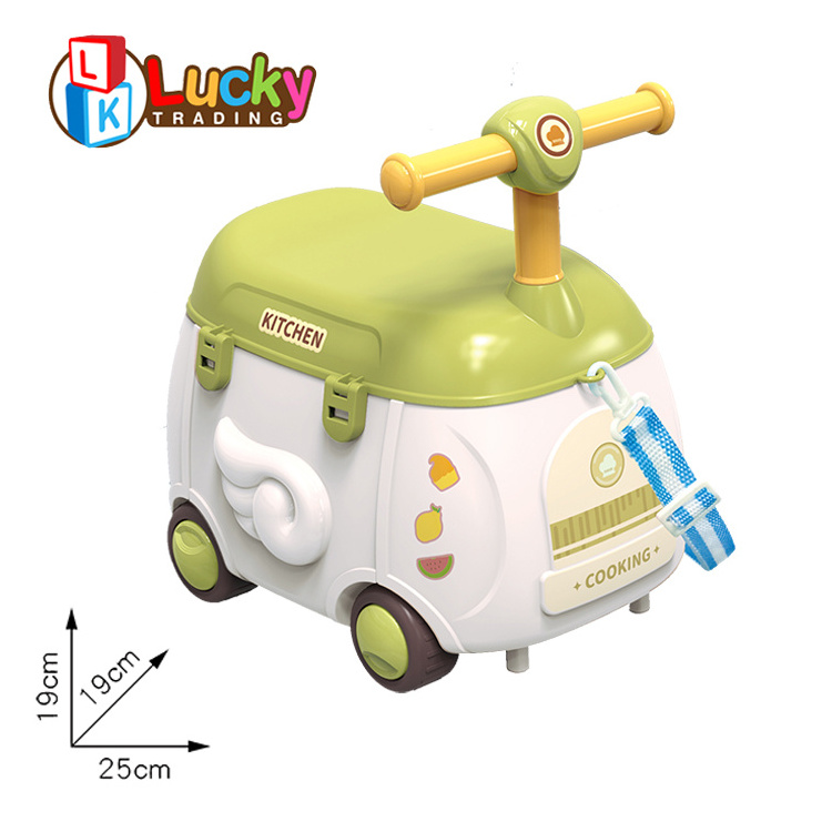 2 IN 1 Cartoon Car DIY Cooking Kitchen Kids Toys Play House Spray Kitchen Table Cooking Toys Set