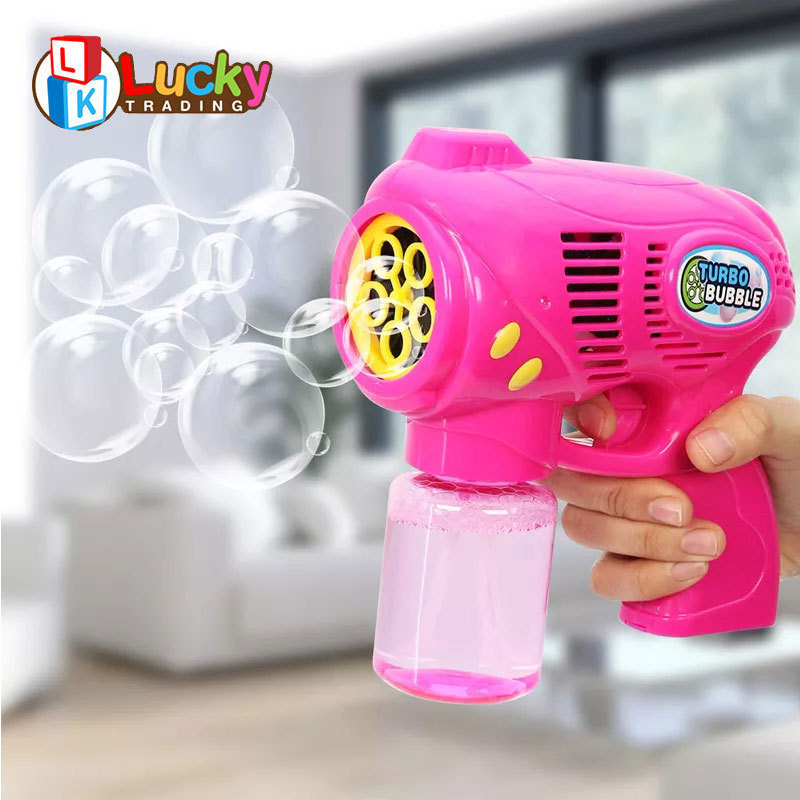 New Arrival Outdoor Toys Bubbles Blaster Blower Battery Operated Bubble Gun with Bottle Solutions for Kids Outdoor Summer Toys