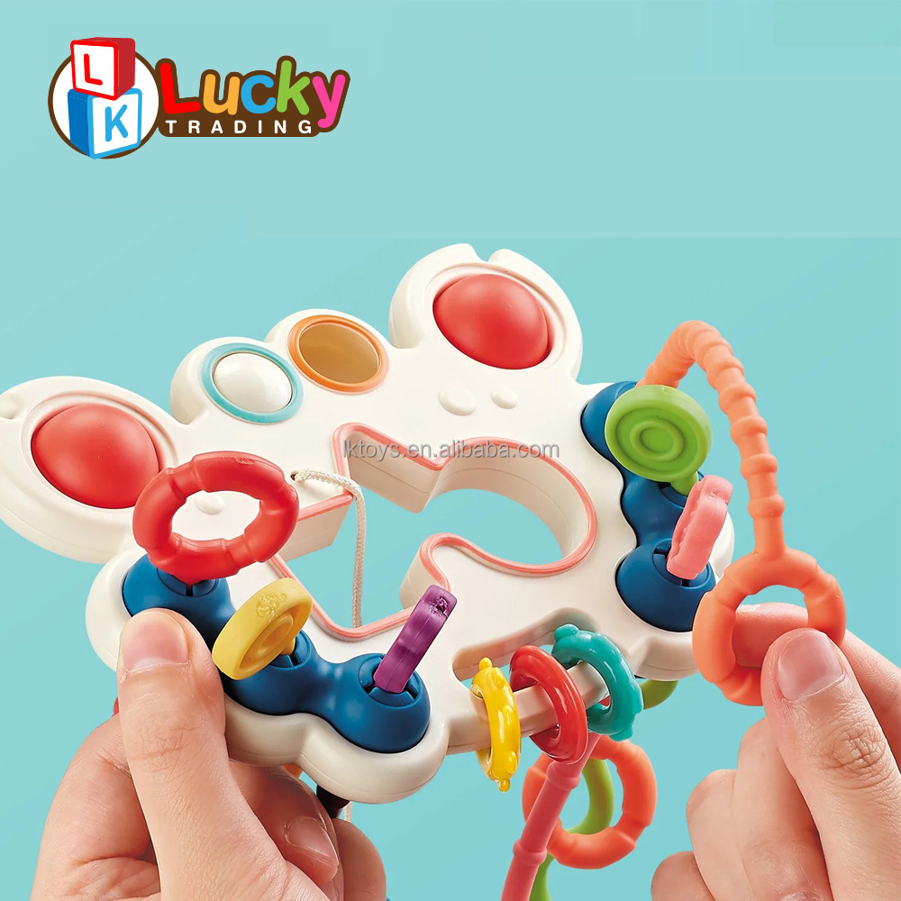 Baby Sensory Montessori Crab Toy Pull String Silicone Teething Toy Educational Bath Learning Birthday Gift Travel Toy