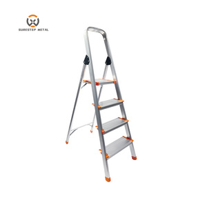 Hot sale portable compact folding 4 step ladder with handrail