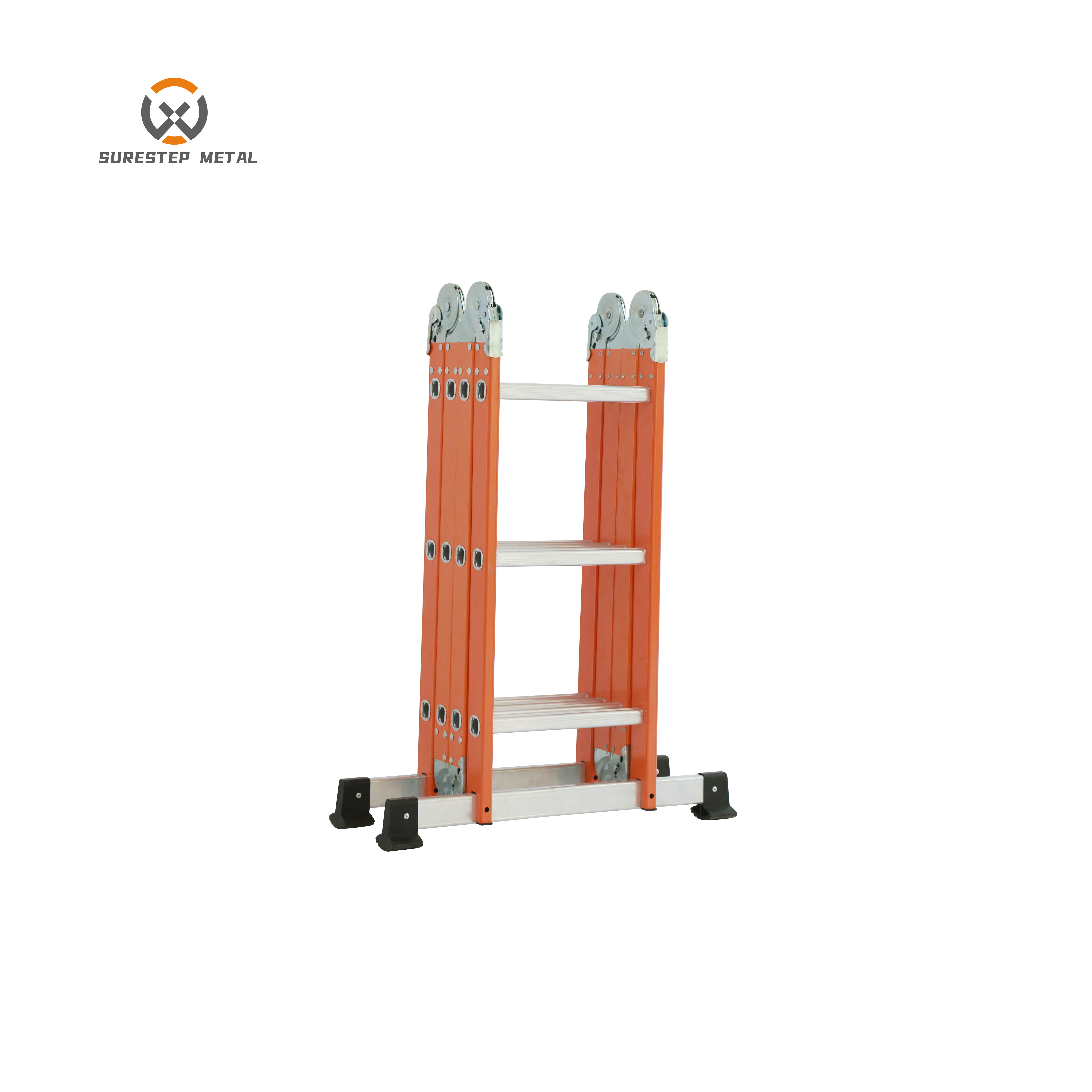 EN131 Multi-purpose Aluminum Folding Step Ladder Small Hinge 4 Section Herringbone Aluminum Foldlable Ladder