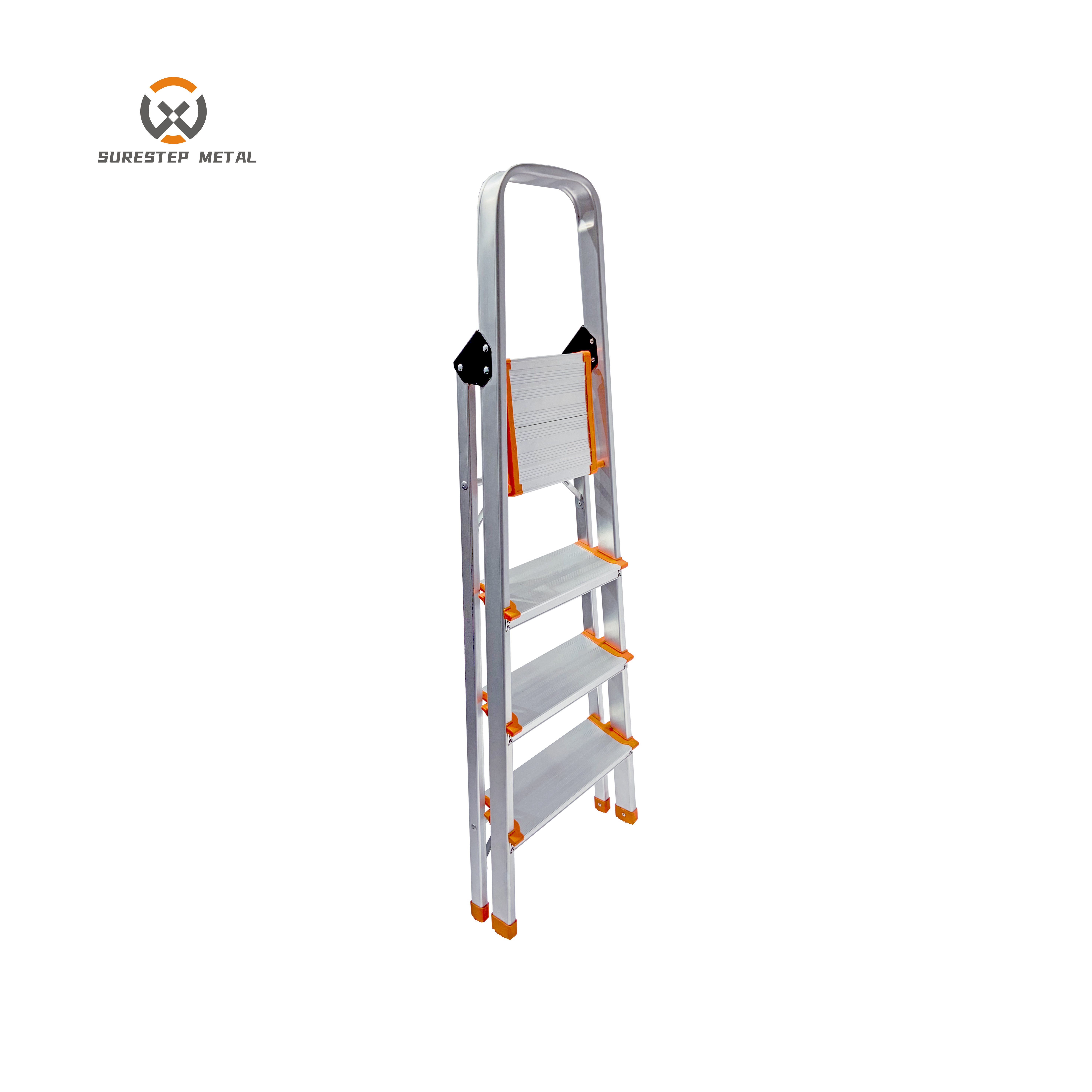 Hot sale portable compact folding 4 step ladder with handrail