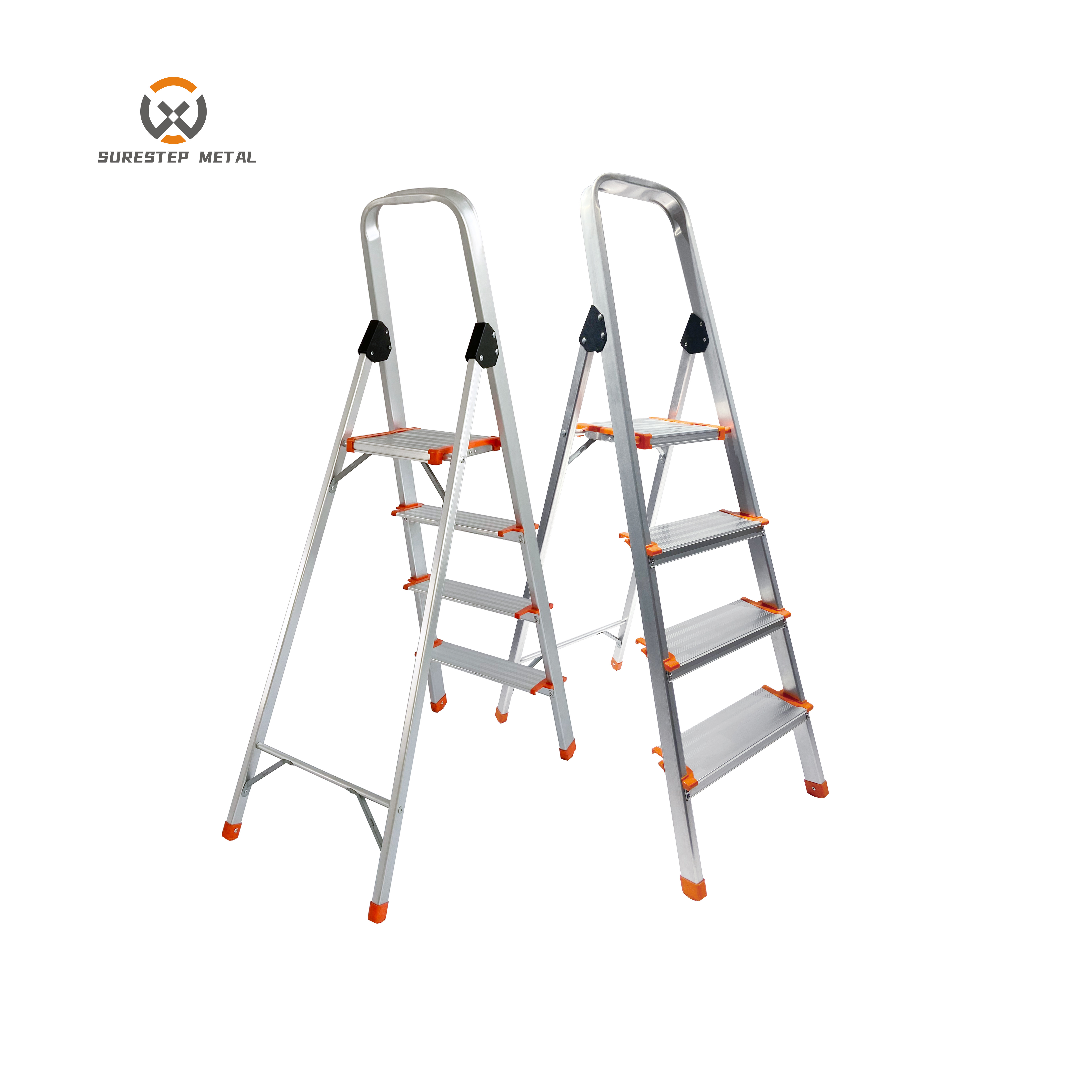 Hot sale portable compact folding 4 step ladder with handrail