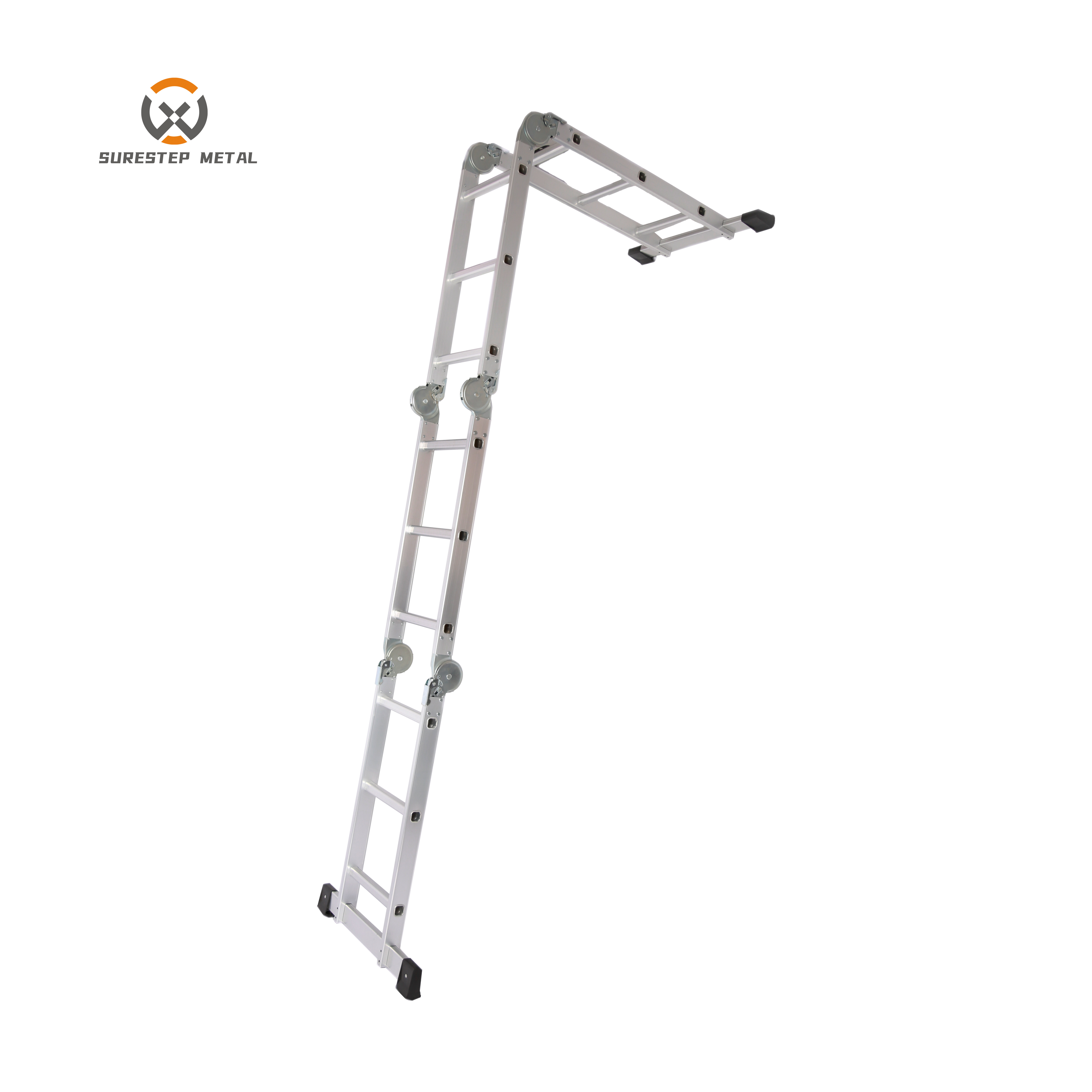 En131 4*3 4*4 Steps Aluminum Folding Big Hinge Multi-function Outdoor ladder