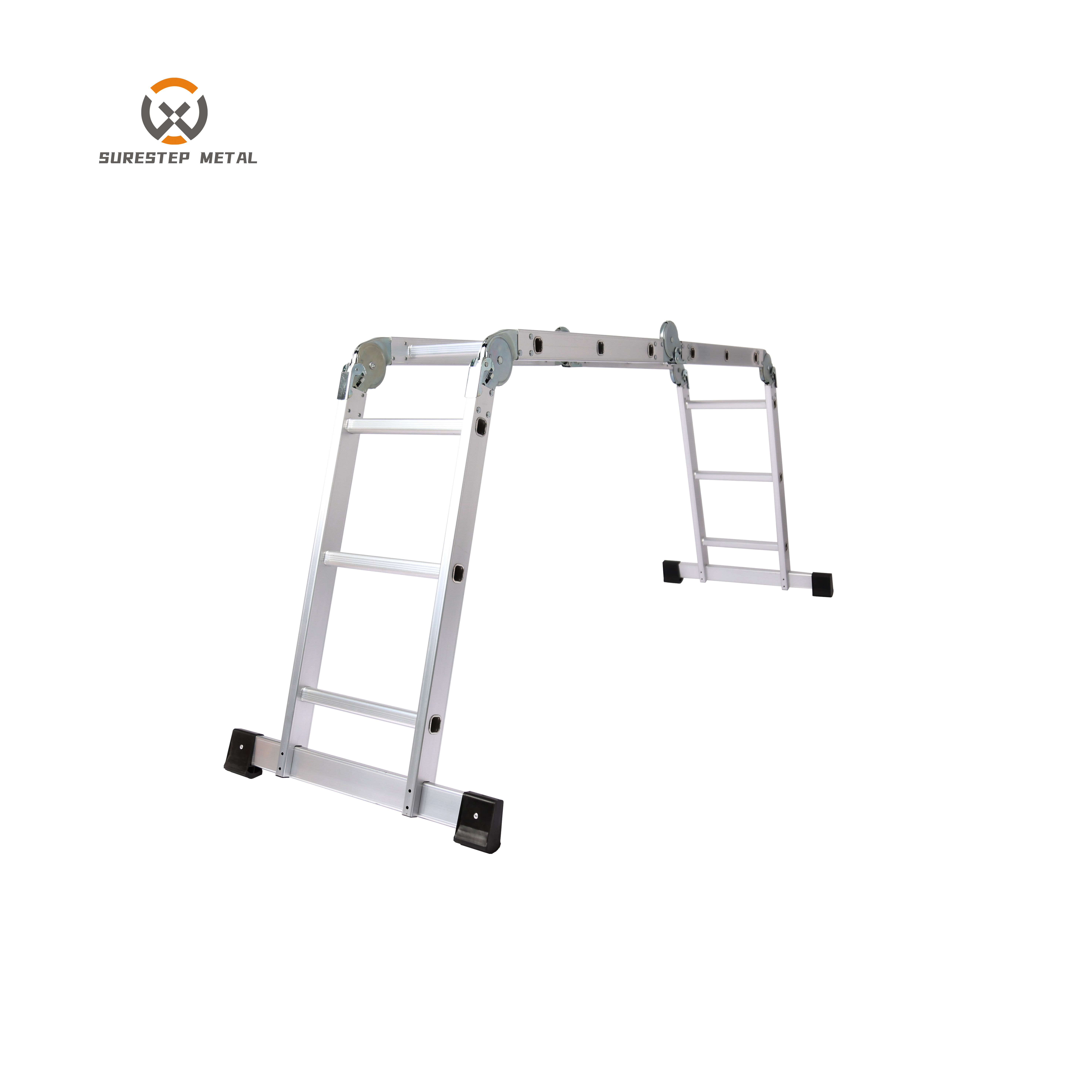 En131 4*3 4*4 Steps Aluminum Folding Big Hinge Multi-function Outdoor ladder