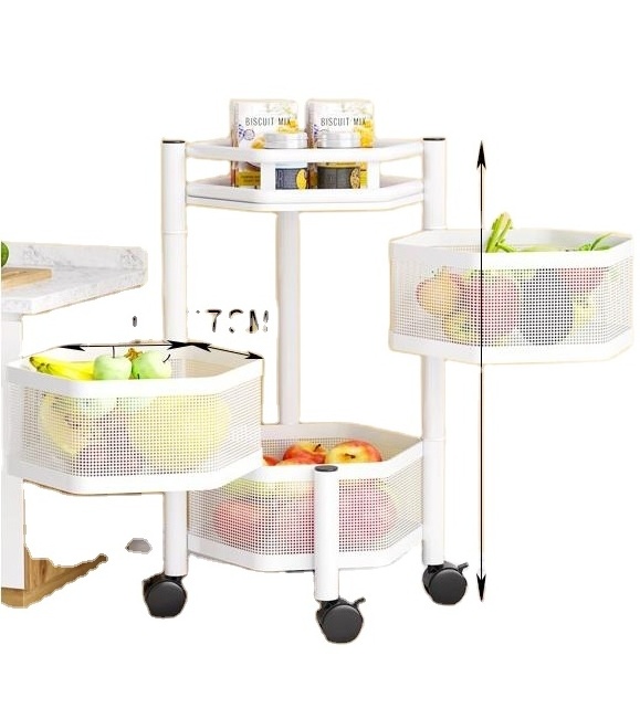 Fruits Vegetables 5 Tires Trolley Rotating Square Drawer Rotary Kitchen Organizers And Storage Storage Multi-layer Basket