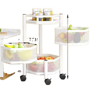 Fruits Vegetables 5 Tires Trolley Rotating Square Drawer Rotary Kitchen Organizers And Storage Storage Multi-layer Basket