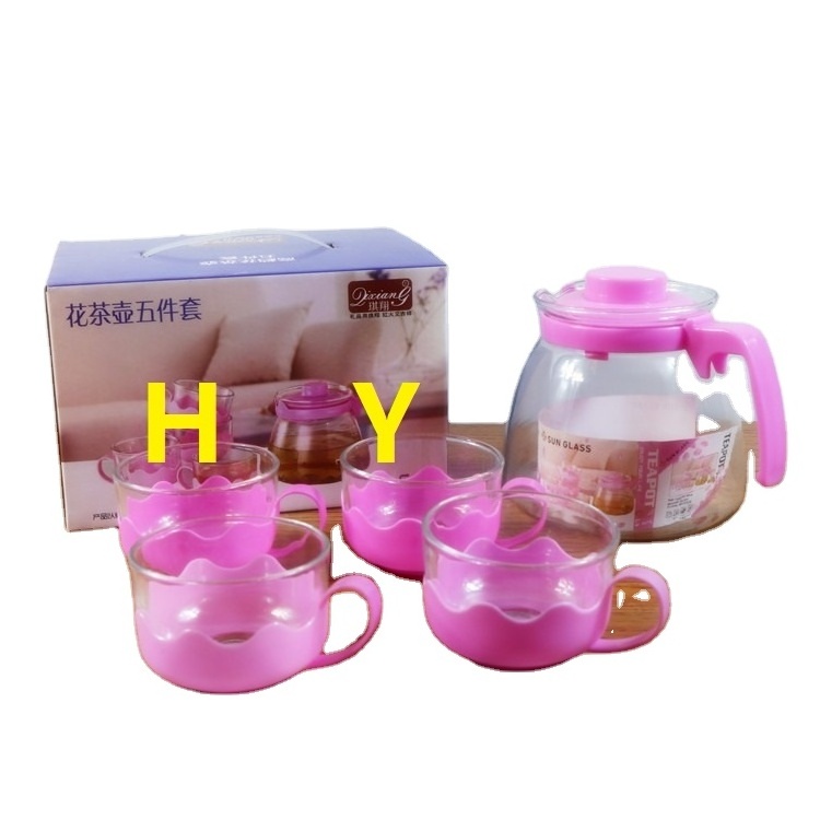 2024 New hot creative thermos pot set six-piece glass liner tea pot set 6 pcs tea coffee insulation pot combination gift set