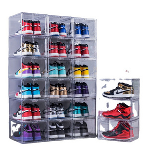 Hot Sell Plastic Clear Sneaker Drop Front Shoe Box Organizer Transparent Shoe Storage