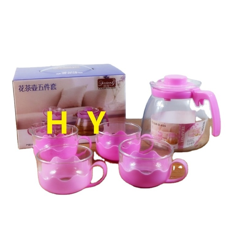 2024 New hot creative thermos pot set six-piece glass liner tea pot set 6 pcs tea coffee insulation pot combination gift set