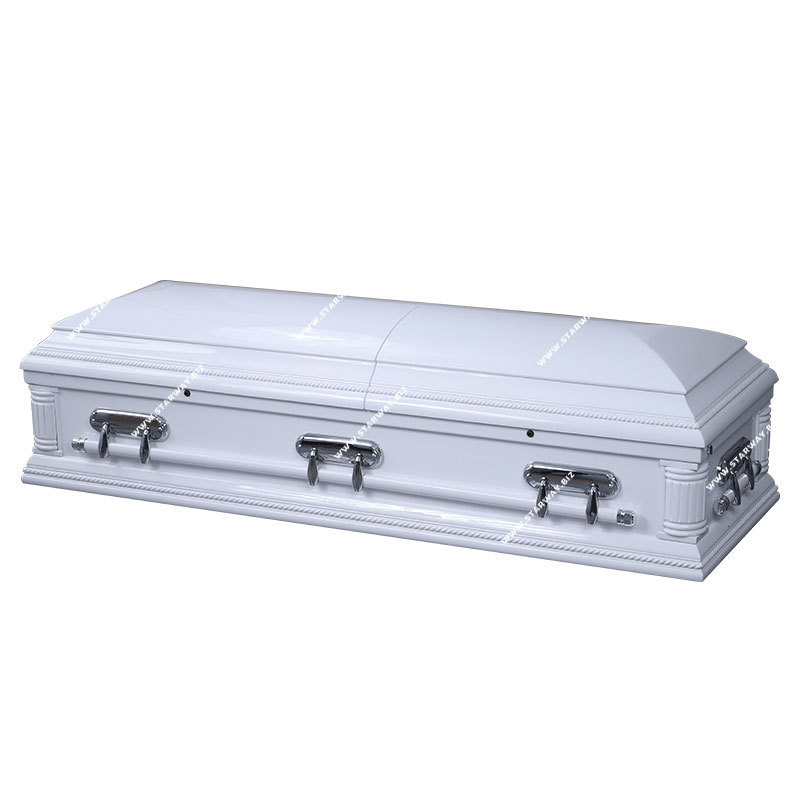 8807 hot sale funeral supplies Simplicity Design American style wooden caskets with White Finishing coffins made of poplar wood