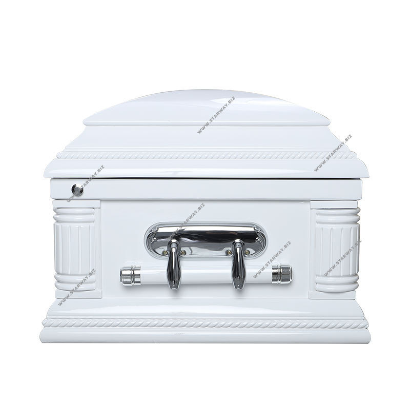 8807 hot sale funeral supplies Simplicity Design American style wooden caskets with White Finishing coffins made of poplar wood