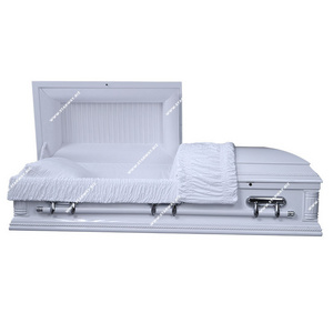 8807 hot sale funeral supplies Simplicity Design American style wooden caskets with White Finishing coffins made of poplar wood