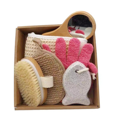 Luxury custom box bath gift set natural spa bath set gift for women shower set in basket