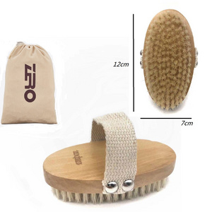 Natural Exfoliating Spa Body Massage Back Brush Boar Bristle Wooden Body Brush