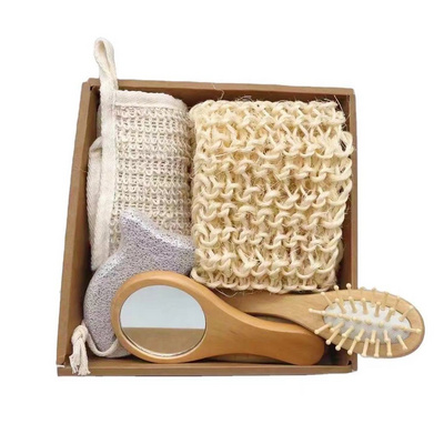 Hot Sell Spa Beauty Bath Accessories Tools Women Bathroom Basket Gift Set Bath Loofah Brush