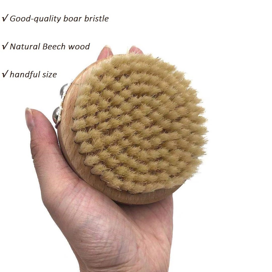 Factory direct 100% natural boar bristle exfoliating brush bamboo wooden shower dry skin body brush