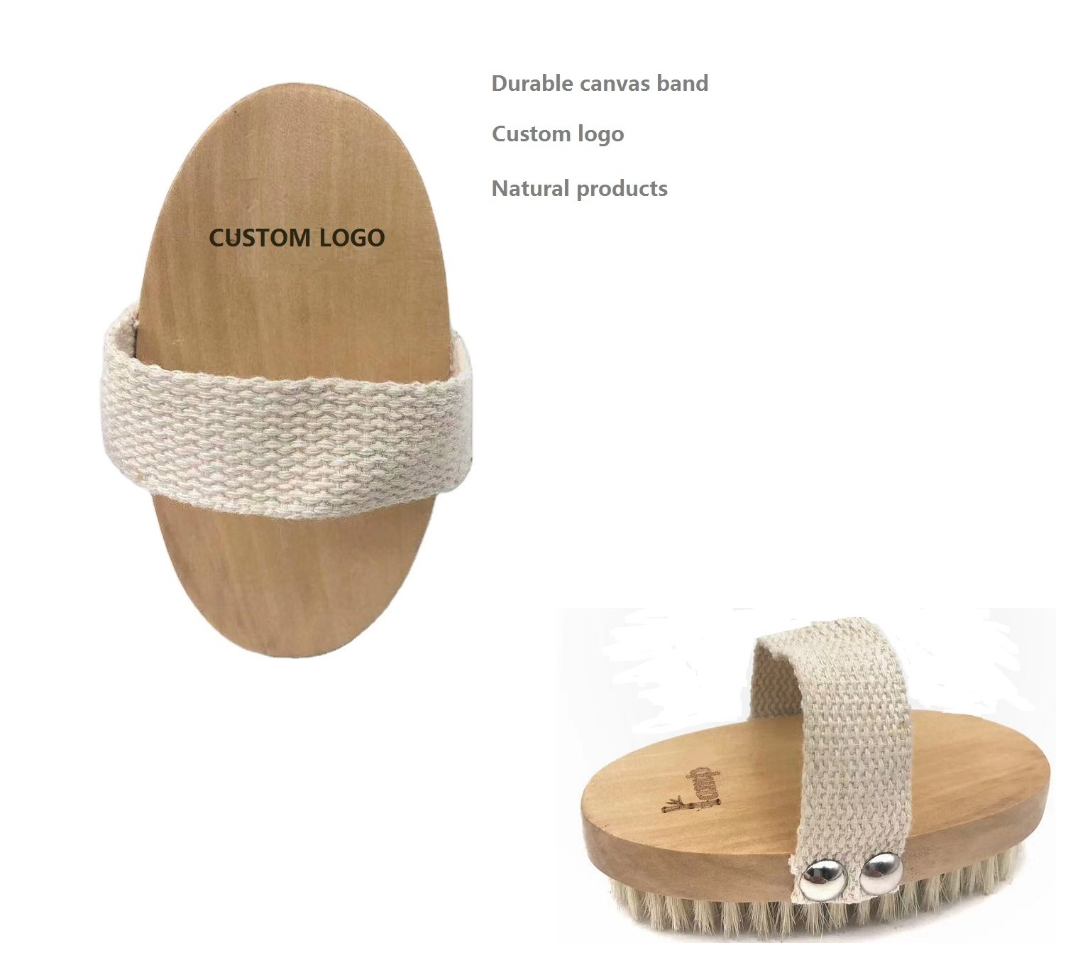 Natural Exfoliating Spa Body Massage Back Brush Boar Bristle Wooden Body Brush