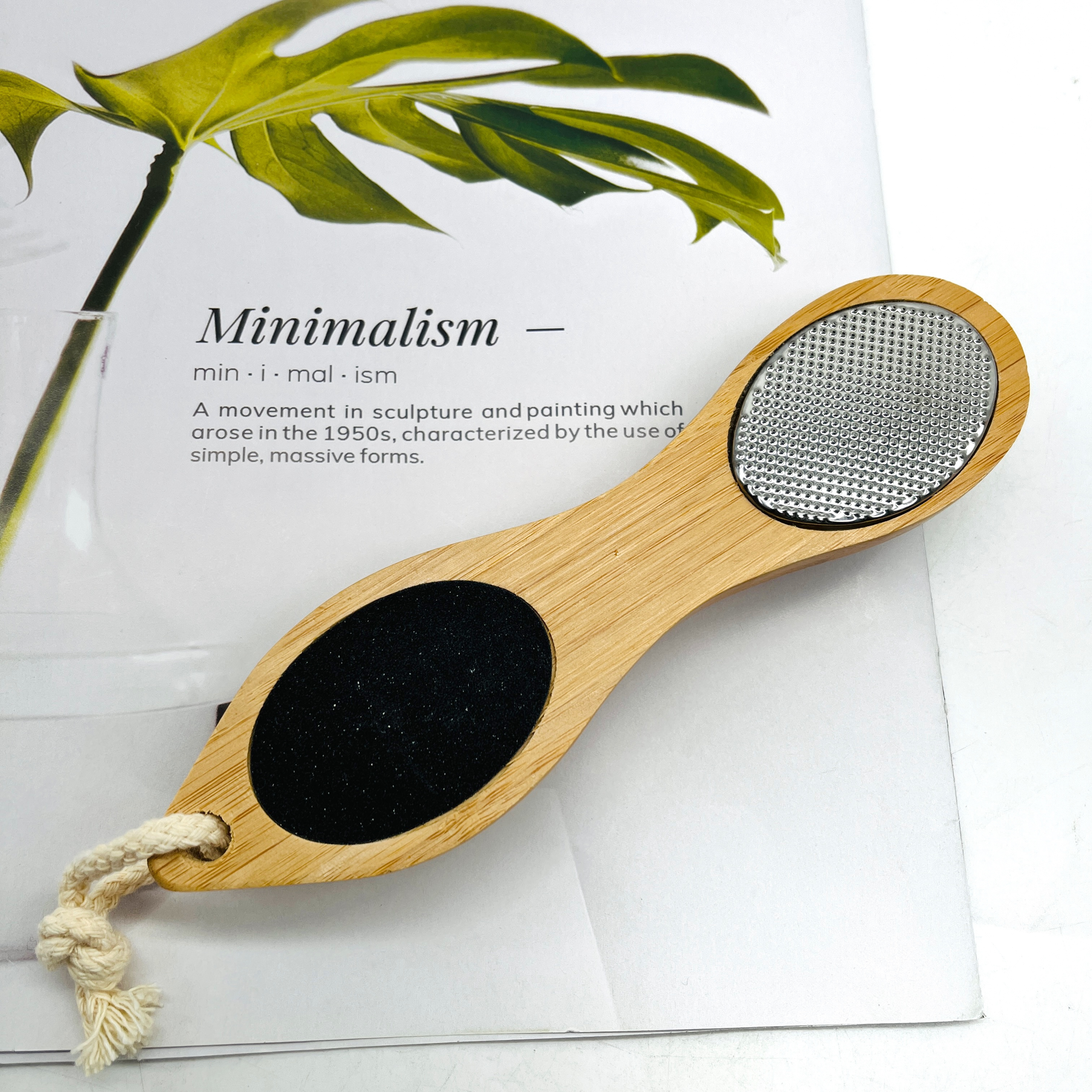 Hot sell Multifunctional Callus Remover Bamboo Handle Scrubber Foot File Brush with Pumice Stone