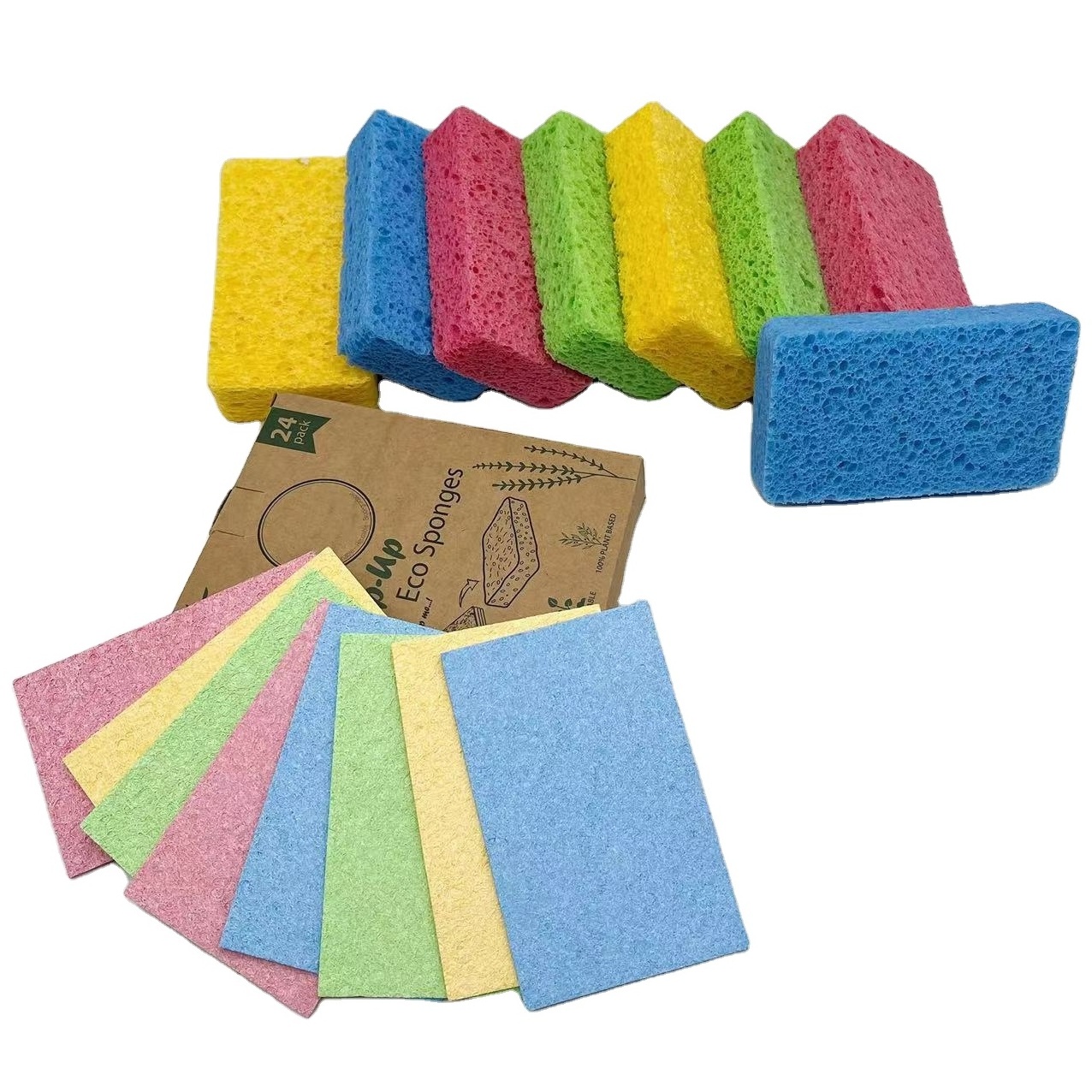 Natural Wood Pulp Cellulose Sponge Pop up Colourful Multipurpose Cleaning Cellulose Sponge Sourcing pad