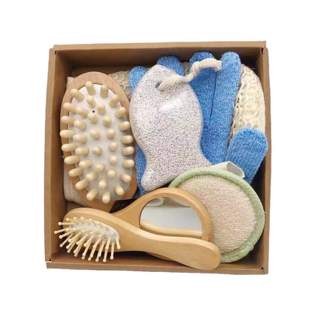 Promotional 6 piece romantic spa body care bath spa gift set bath brush set exfoliating body care gift set