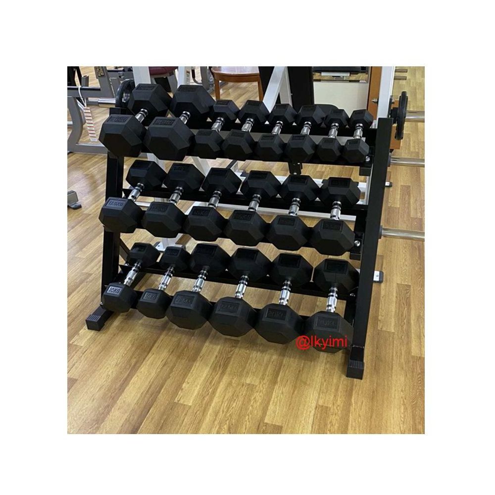 Chepaer Gym Equipment Stand  Chrome Circle Hex X Dumbbell Rack With set