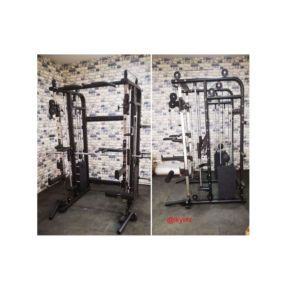 Body Building Training Power Cage Squat Rack Multi Functional Cable Crossover Smith Machine