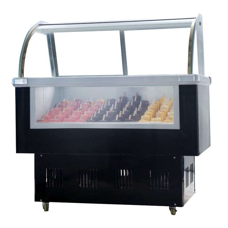 LVKE Buffet Glass Door Popsicle Display Cabinet 170L Large Capacity Horizontal Refrigerator Ice Cream Outdoor Freezer