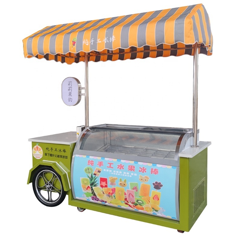 Hot Sale Street Application  Italian Gelato Hard Ice Cream Cart display case  outdoor cart for retail store