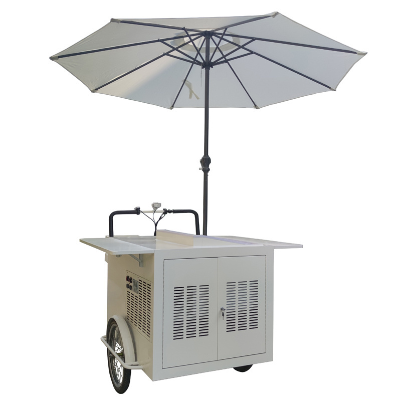 factory price ice cream tricycle Street food cart  beer cart New  refrigerated  with 110v AC/220v  freezer bike