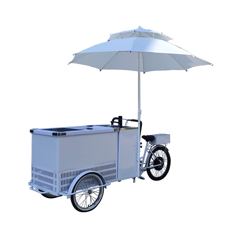 LVKE Outdoor mobile food ice cream cart with freezer Battery powered freezer Hot dog coffee pizza retail mobile Mall kiosk