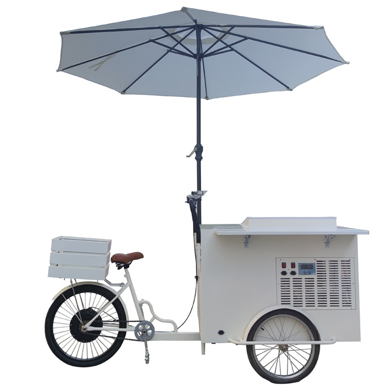 factory price ice cream tricycle Street food cart  beer cart New  refrigerated  with 110v AC/220v  freezer bike