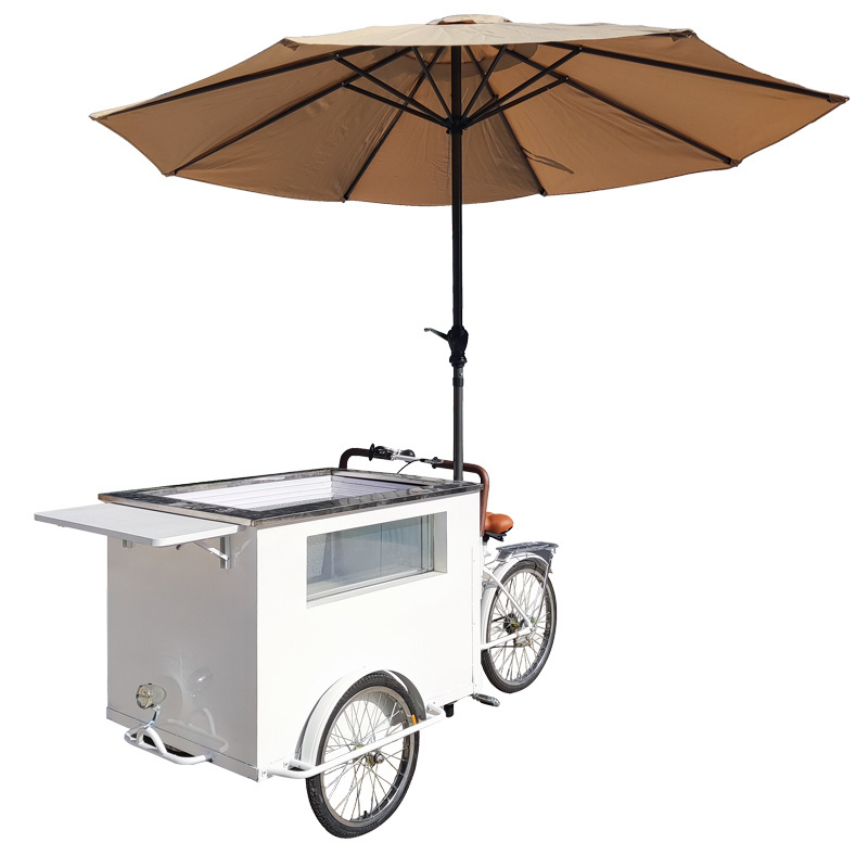 LVKE Outdoor mobile food ice cream cart with freezer Battery powered freezer Hot dog coffee pizza retail mobile Mall kiosk