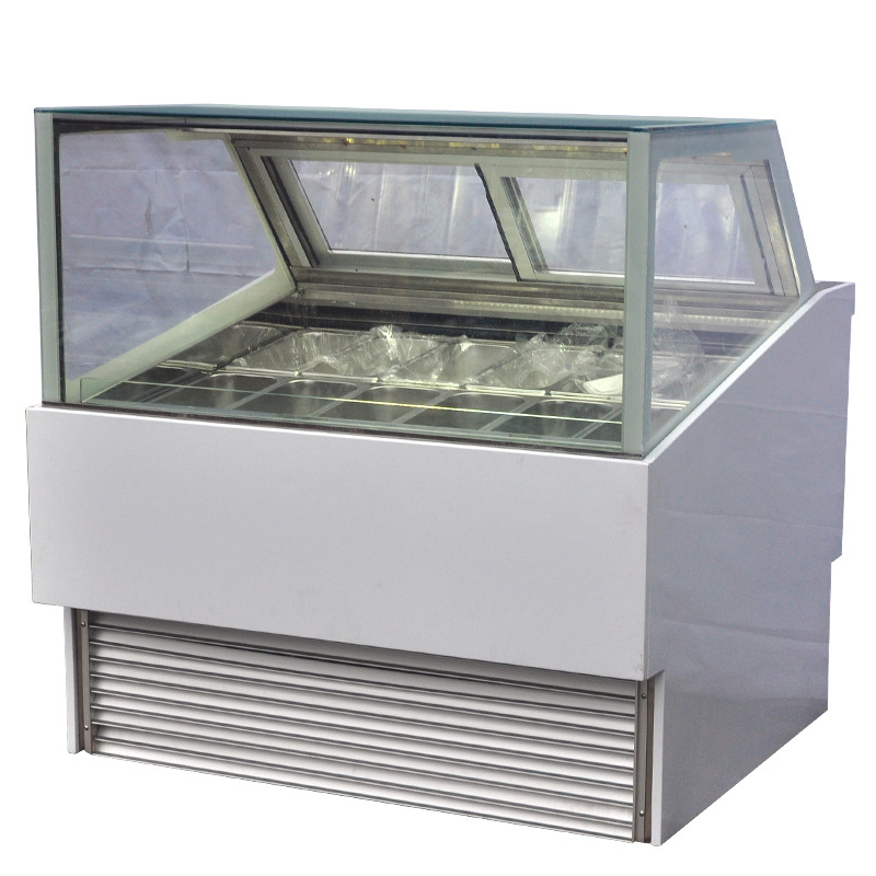 LVKE High Quality Italian Ice Cream Air Cooled Frostless Cream Popsicle Display Cabinet Temperature -22 Freezer