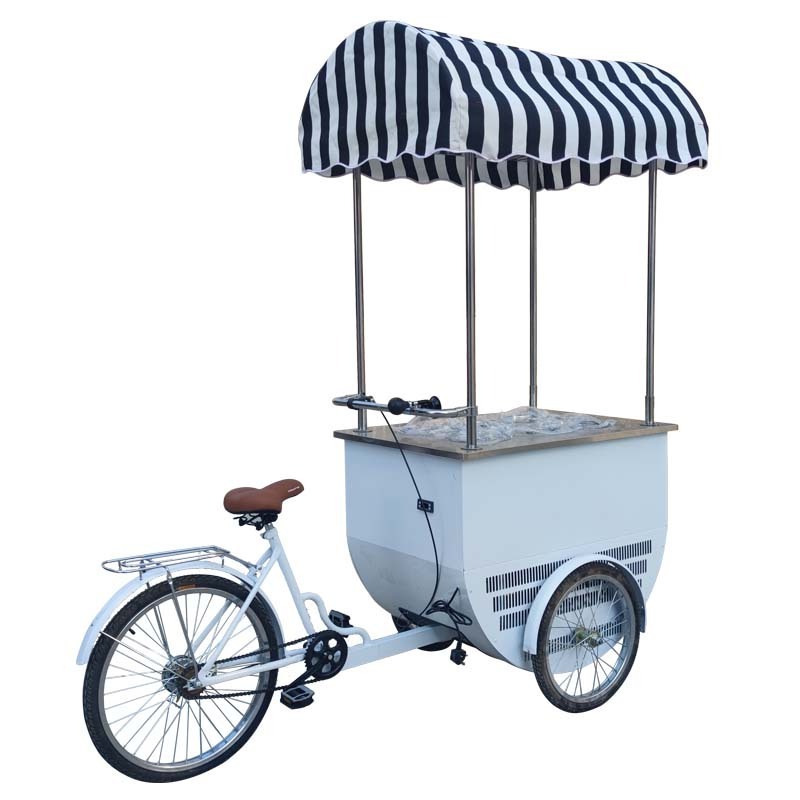 factory price coffee cart  beer cart New  refrigerated tricycle bike with AC freezer popular ice cream cart