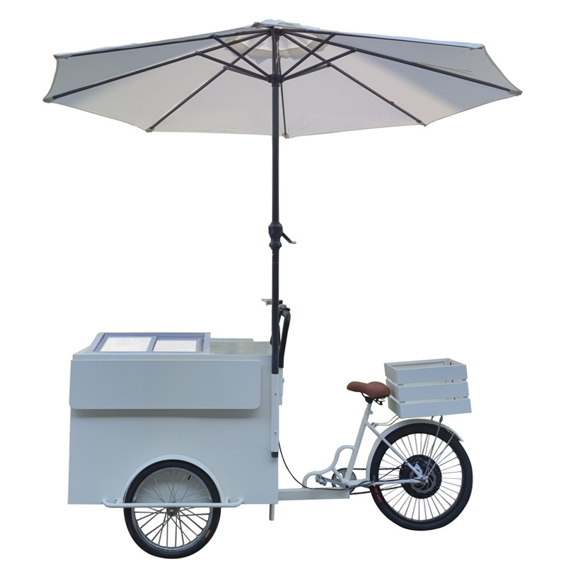 factory price ice cream tricycle Street food cart  beer cart New  refrigerated  with 110v AC/220v  freezer bike