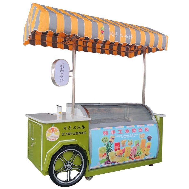 Hot Sale Street Application  Italian Gelato Hard Ice Cream Cart display case  outdoor cart for retail store