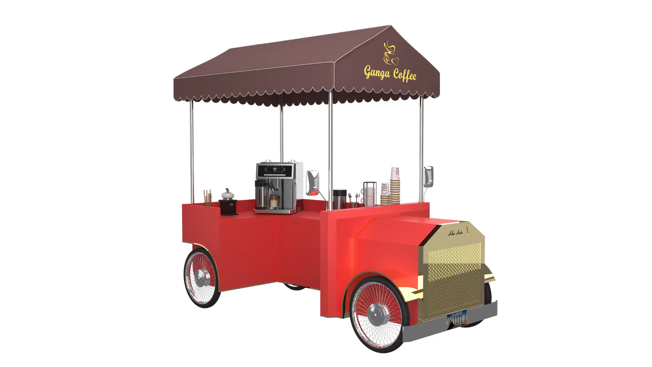 New design Food cart removable  street cart ice cream coffee cart