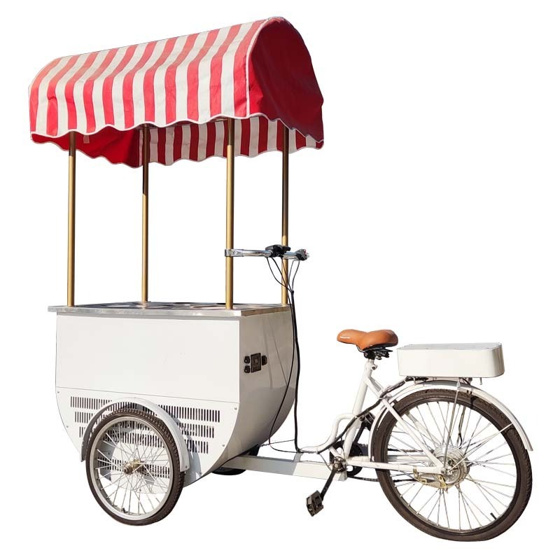 factory price coffee cart  beer cart New  refrigerated tricycle bike with AC freezer popular ice cream cart