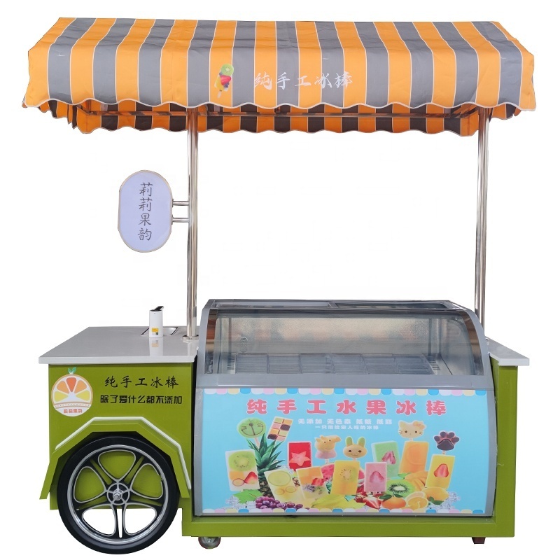 Hot Sale Street Application  Italian Gelato Hard Ice Cream Cart display case  outdoor cart for retail store