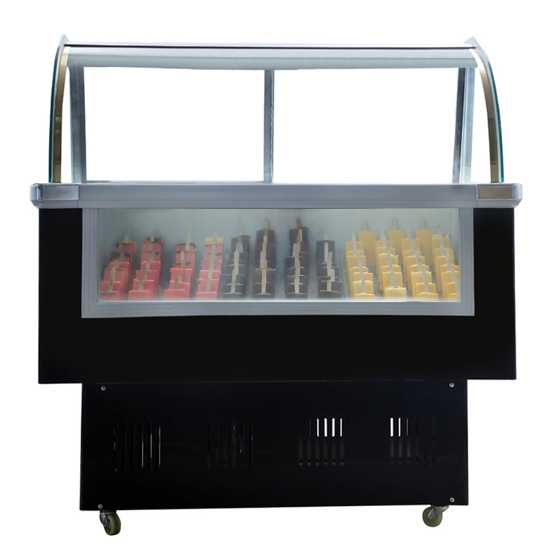 LVKE Buffet Glass Door Popsicle Display Cabinet 170L Large Capacity Horizontal Refrigerator Ice Cream Outdoor Freezer