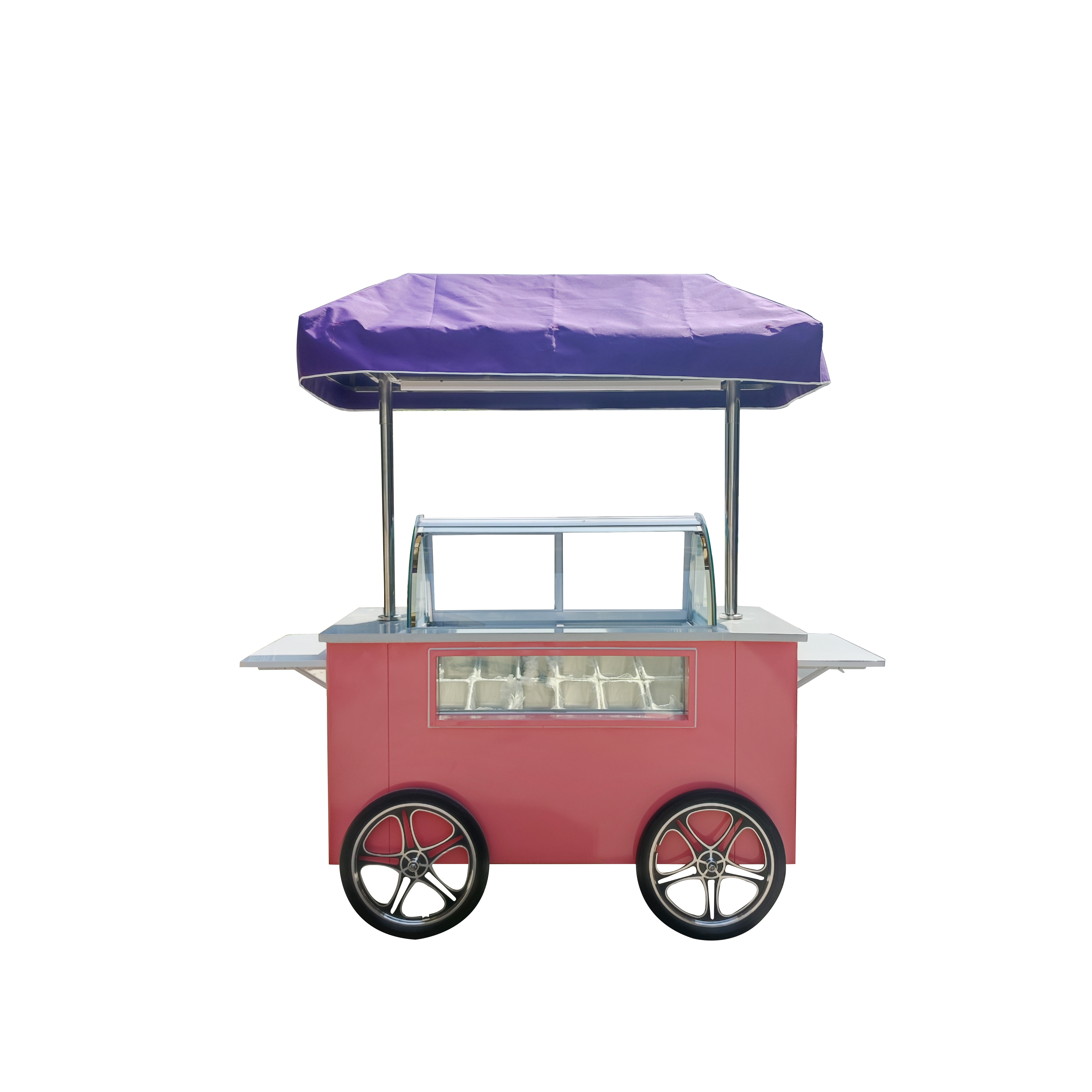 Customized Ice Cream Cart with wheels Food Truck Trailer Beach Italian Mobile Bicycle Ice Cream Push Cart Trailer