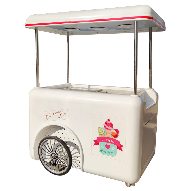 2023 New Design Ice Cream Cart with Deep Freezer Customized Cart for Shopping Mall